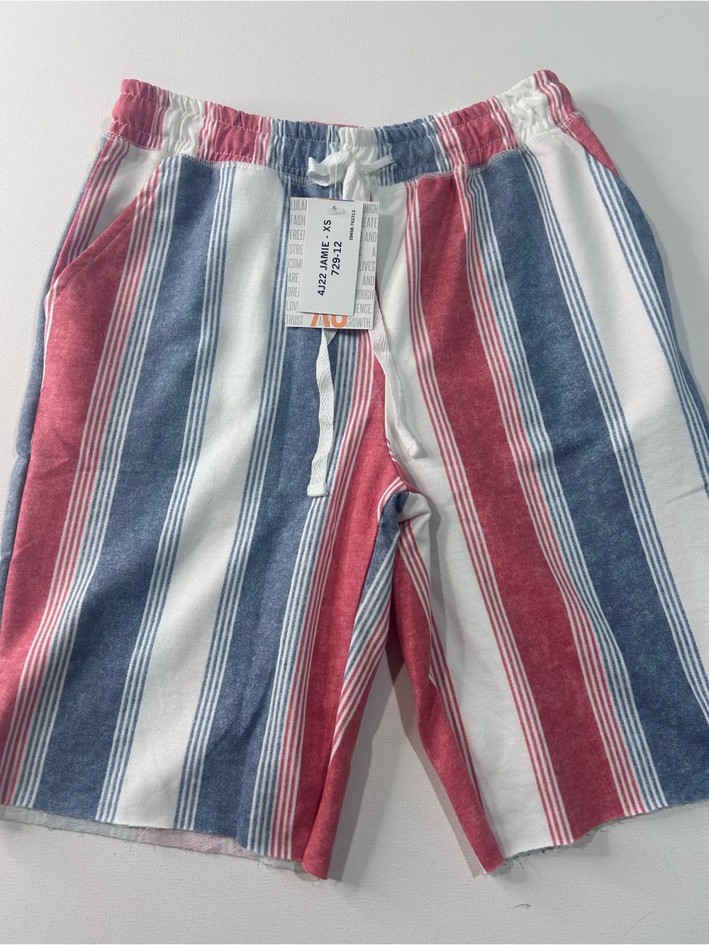 NWT Lularoe XS Jamie Red White Blue Stripes Sweat Shorts